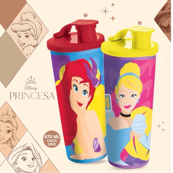 Tupperware Disney Princess Tumbler 16 oz  With Flip Top  Set of 2 - Picture 4 of 4